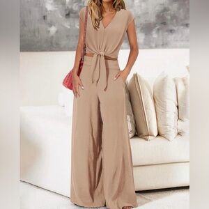 Elegant Tan Jumpsuit